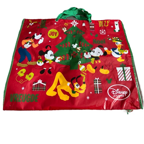 Giant Disney Store Christmas Holiday Tote Bag + 2 Ross Santa Totes Mickey Minnie - Picture 1 of 12